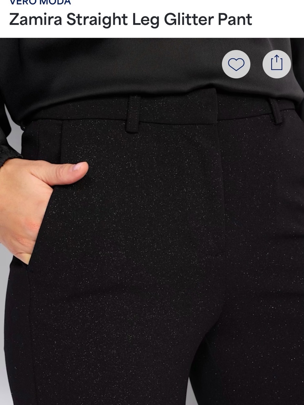 Vero Moda Black Glitter Straight-Leg Pants